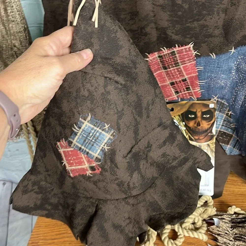 Creepy Scarecrow costume & tattoo’s & makeup for face Adult XL 12-14 Halloween - Picture 9 of 9